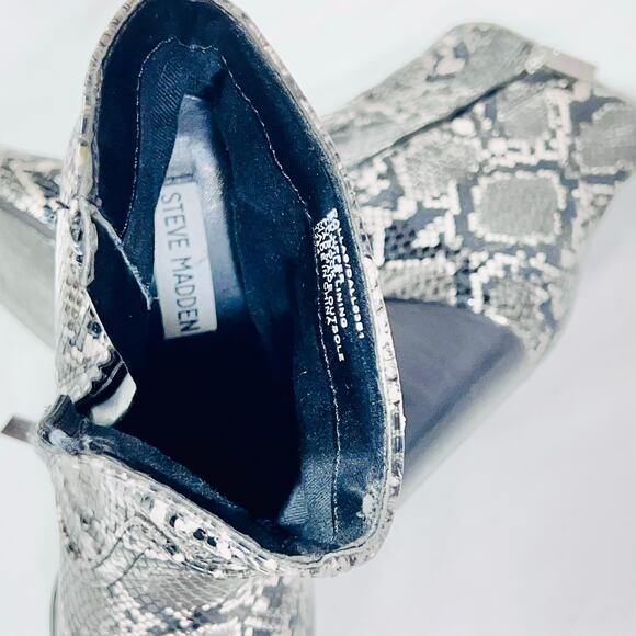 Steve Madden Dallas Reptile Print Zip Ankle Boots Size 8M Western Heels Used - Picture 8 of 10